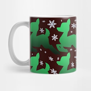 Gift Wrapp'd - Green Deer, Brown Background Mug